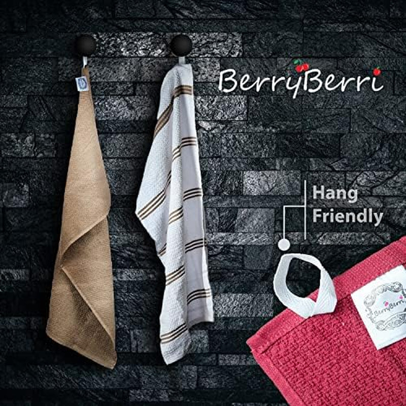 Cotton Kitchen Dish Cloths 8 Pack - Ultra Soft and Absorbent, 100% Cotton Terry Cloth Dish Rags for Washing Dishes, Drying and Cleaning - Popcorn Weave Grey Dish Towels, 12 X 12 Inches