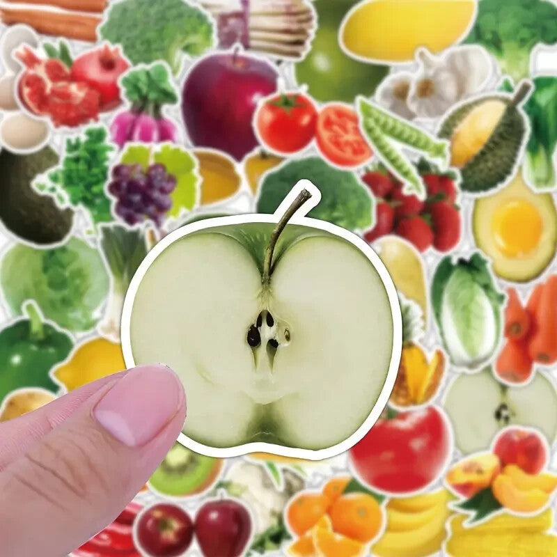 Assorted Fruit & Vegetable Sticker Pack - 20 Pcs - Decals for Laptops Phones