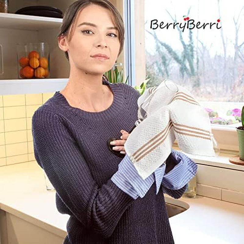 Cotton Kitchen Dish Cloths 8 Pack - Ultra Soft and Absorbent, 100% Cotton Terry Cloth Dish Rags for Washing Dishes, Drying and Cleaning - Popcorn Weave Grey Dish Towels, 12 X 12 Inches