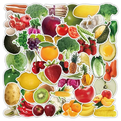 Assorted Fruit & Vegetable Sticker Pack - 20 Pcs - Decals for Laptops Phones