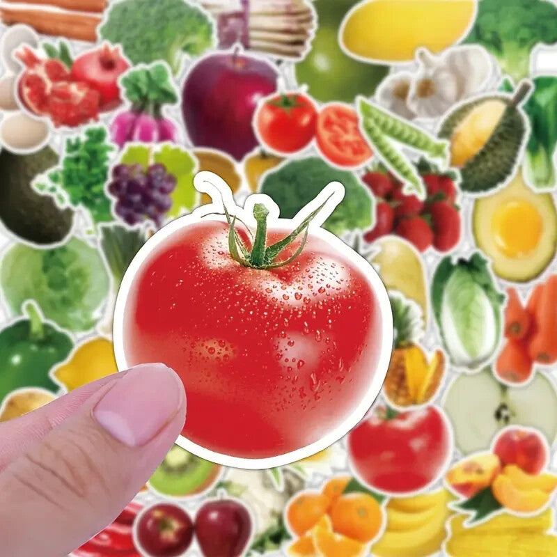 Assorted Fruit & Vegetable Sticker Pack - 20 Pcs - Decals for Laptops Phones