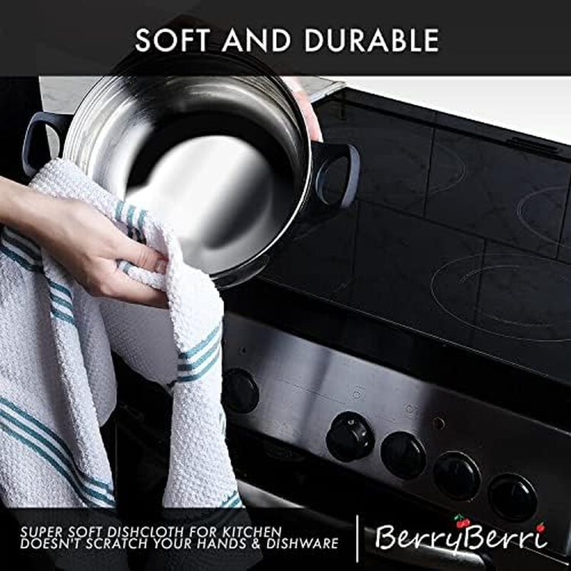 Cotton Kitchen Dish Cloths 8 Pack - Ultra Soft and Absorbent, 100% Cotton Terry Cloth Dish Rags for Washing Dishes, Drying and Cleaning - Popcorn Weave Grey Dish Towels, 12 X 12 Inches