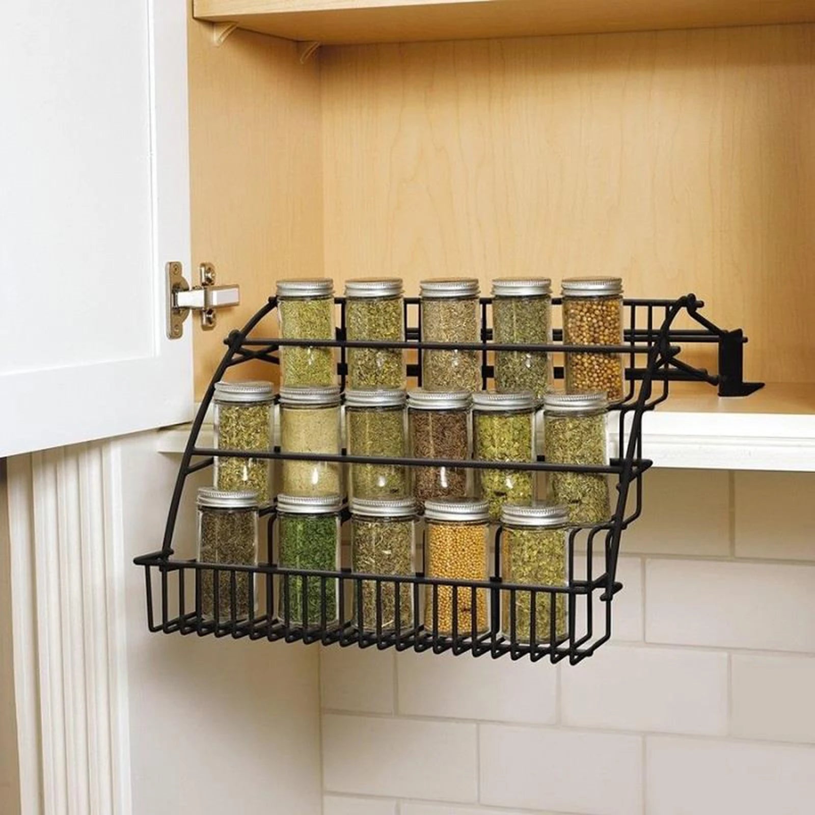 3 Floors Black Spice Organizer Retractable Kitchen Storage Organiser Saving Kitchen